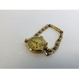 A LADIES 9CT VINTAGE TISSOT COCKTAIL WATCH ON 9CT GOLD BRACELET STRAP CASE AND BRACELET MARKED 375.