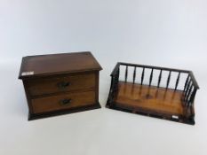 AN EDWARDIAN TWO DRAWER MINIATURE CHEST - W 30.5CM. D 20CM.