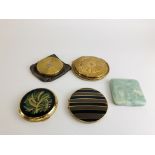 A GROUP OF 5 VINTAGE POWDER COMPACTS TO INCLUDE STRATTON EXAMPLES.