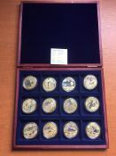 WINDSOR MINT 2019 HISTORY OF AVIATION SET OF 12 MEDALLIONS IN BOX.