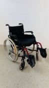 ROMA MEDICAL FOLDING WHEELCHAIR COMPLETE WITH FOOT RESTS.