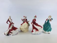 A GROUP OF 4 ROYAL DOULTON FIGURINES TO INCLUDE CLASSICS CHRISTMAS DAY 2001 HN 4315, 2003 HN 4552,