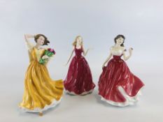 A GROUP OF 3 ROYAL DOULTON FIGURINES TO INCLUDE CLASSICS RUBY HN 4521, MARIANNE HN 4153,