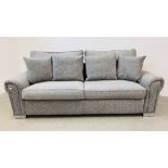 A MODERN ALSTONS GREY UPHOLSTERED SOFA, LENGTH 230CM.