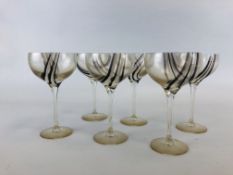 A SET OF 6 IMPRESSIVE ART GLASS DRINKING GLASSES.