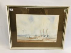 A FRAMED WATERCOLOUR DEPICTING "ORWELL SUMMER" BEARING SIGNATURE JOHN FARQUHARSON W 50CM X H 35CM.