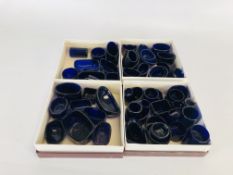 A COLLECTION OF BLUE GLASS LINERS APPROX 54.