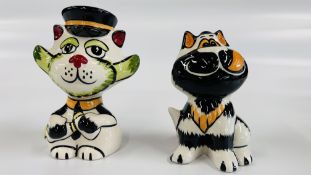 TWO LORNA BAILEY COLLECTIBLE CAT ORNAMENTS TO INCLUDE MILLIGAN H 11CM AND GURNER H 10CM BEARING