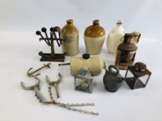 2 VINTAGE STONEWARE FLAGONS TO INCLUDE J.H.