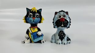 TWO LORNA BAILEY COLLECTIBLE CAT ORNAMENTS TO INCLUDE MARVIN H 12CM AND SCHOOL TIME H 13CM BEARING