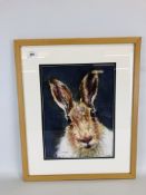 AN ORIGINAL PASTEL DEPICTING A "HARE" BEARING PENCIL SIGNATURE DAVID GREEN DG015 - 45 X 54.