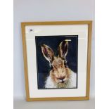 AN ORIGINAL PASTEL DEPICTING A "HARE" BEARING PENCIL SIGNATURE DAVID GREEN DG015 - 45 X 54.