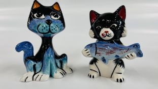 TWO LORNA BAILEY COLLECTIBLE CATS TO INCLUDE TUNA H 12.5CM AND MARVIN H 13CM BEARING SIGNATURES.