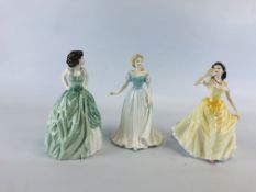 A GROUP OF 3 ROYAL DOULTON FIGURINES TO INCLUDE KELLY HN 4157, MADELINE HN 4152,