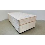 HEALTHBEDS "ROYAL DUCHESS" SINGLE DIVAN BED WITH SPRUNG TWO DRAWER BASE.