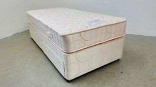 HEALTHBEDS "ROYAL DUCHESS" SINGLE DIVAN BED WITH SPRUNG TWO DRAWER BASE.