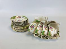A ROYAL ALBERT 22 PIECE TEASET DECORATED IN ALBANY GREEN DESIGN BEG NO. 832 881.