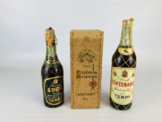 A GROUP OF 3 BOTTLED BRANDY'S TO INCLUDE 75CL ROMATE CARDENAL MENDOZA IN ORIGINAL CORK PRESENTATION