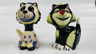 TWO LORNA BAILEY COLLECTIBLE CAT ORNAMENTS TO INCLUDE MUPPET H 12CM AND GROWLER H 12CM BEARING