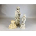 A GROUP OF THREE RELIGIOUS STUDIES INCLUDING STONEWARES SIGNED ALIBASTER ETC.