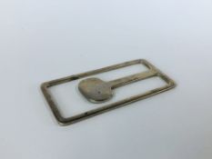 A DANISH SILVER MONEY CLIP / BOOKMARK MARKED GEORG JENSEN H 6.4CM X W 3.1CM.