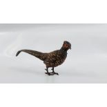 A COLD PAINTED BRONZE STUDY OF A PHEASANT - NO VISIBLE SIGNATURE.
