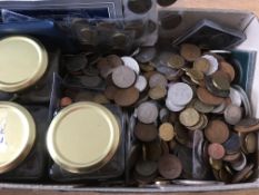 BOX OF MIXED COINS, GB £2 (6), 1997 £5, VARIOUS 25p CROWNS, CUPRO-NICKEL, OVERSEAS ETC.