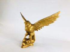 HEAVY SOLID BRASS EAGLE STUDY W 56CM X H 38CM X D 20CM.