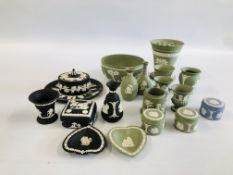 A COLLECTION OF ASSORTED WEDGWOOD JASPER WARE TO INCLUDE SAGE,