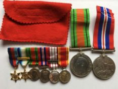 WW2 1939-45 WAR AND VICTORY FULL SIZE MEDALS PLUS WW2 AND LATER MINIATURE GROUP OF SIX FOR WAR AND