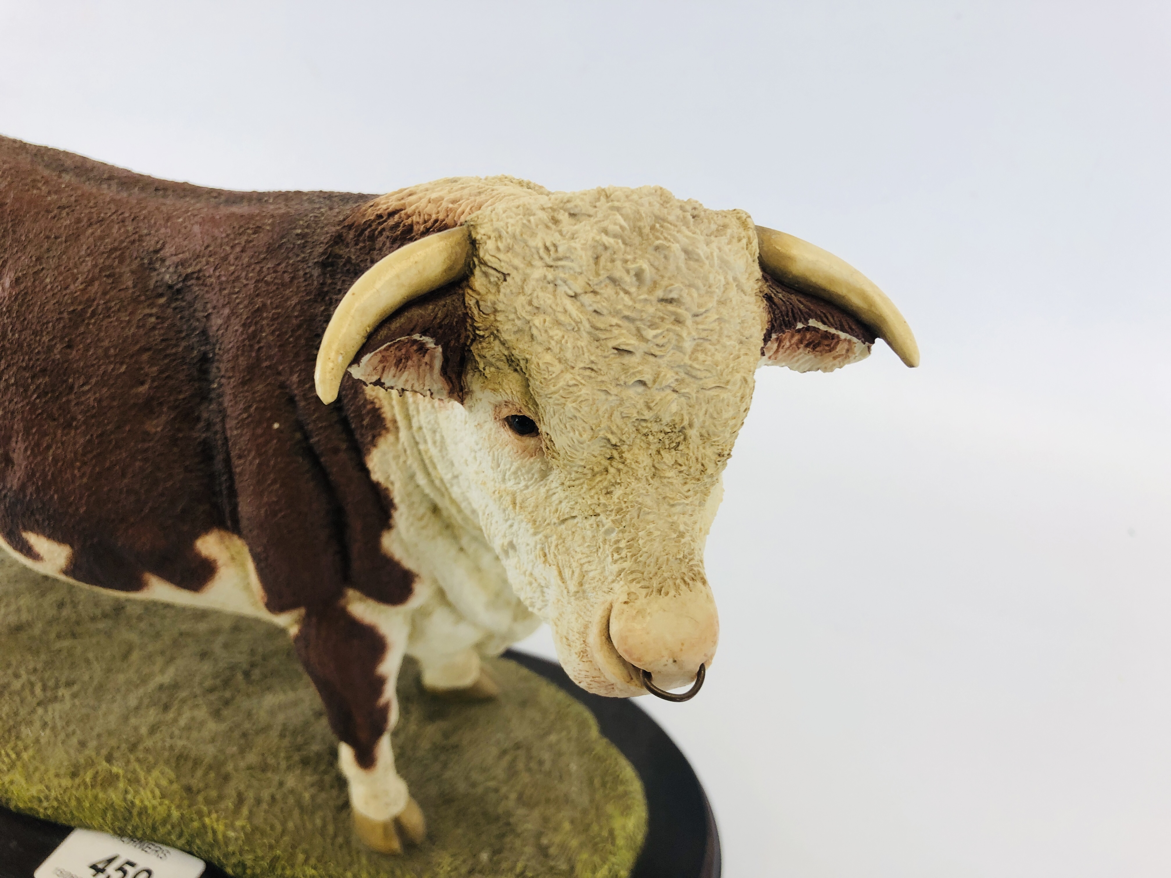 "BEST OF BREED" BY NATURECRAFT HAND PAINTED STUDY OF "HEREFORD BULL" L 30CM X H 22CM. - Image 3 of 6