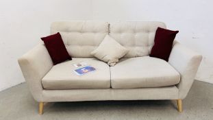 ERCOL "GELA" MEDIUM SOFA - IVORY UPHOLSTERED COST £945.