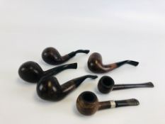 A GROUP OF 6 VINTAGE TOBACCO PIPES TO INCLUDE EXAMPLES MARKED CAREY, DARVILL, COLT ETC.