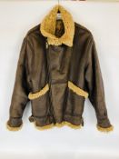 A NURSEYS SHEEPSKIN AVIATION FLYING STYLE JACKET 107CM 42 INCH.