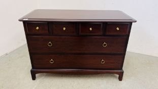 4 OVER 2 STAG MINSTREL CHEST OF DRAWERS 107CM W X 46CM D X 72CM H.