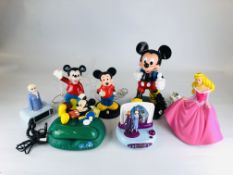 A COLLECTION OF DISNEY COLLECTIBLES TO INCLUDE MICKEY MOUSE TELEPHONE, LAMPS ETC.
