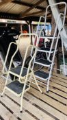 A SET OF 4 STEP FOLDING SAFETY LADDERS + A FURTHER 2 STEP EXAMPLE.