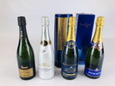 FOUR BOTTLES OF CHAMPAGNE TO INCLUDE - JACQUART, POMMERY ROYAL BRUT,