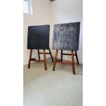 2 X A FRAMED BLACKBOARD TRESTLES COMPLETE WITH BOARDS, H 170CM (BOARD SIZE 91 X 91CM).