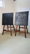 2 X A FRAMED BLACKBOARD TRESTLES COMPLETE WITH BOARDS, H 170CM (BOARD SIZE 91 X 91CM).