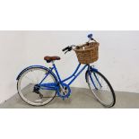 CLAUDE BUTLER 6 SPEED STEP TROUGH CAMBRIDGE BICYCLE IN BLUE.