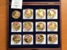 WINDSOR MINT 2019 KINGS AND QUEENS OF ENGLAND SET OF 12 MEDALLIONS IN BOX, EACH WITH CERTIFICATE.