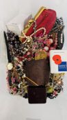 BOX CONTAINING LARGE QUANTITY MIXED COSTUME JEWELLERY INCLUDING NECKLACES, BRACELETS, WATCHES,