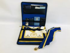A GROUP OF "MIDDLESEX" MASONIC REGALIA IN CARRY CASE.