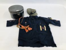 A VINTAGE FELT NORFOLK SCOUTS TUNIC WITH VARIOUS BADGES HAND SEWN ONTO EITHER ARM,