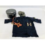 A VINTAGE FELT NORFOLK SCOUTS TUNIC WITH VARIOUS BADGES HAND SEWN ONTO EITHER ARM,