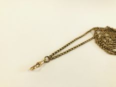 A VINTAGE GOLD TONE GUARD CHAIN APPROX L 136CM.