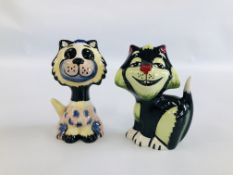 TWO LORNA BAILEY COLLECTIBLE CAT ORNAMENTS TO INCLUDE MUPPET H 12CM AND GROWLER H 12CM BEARING