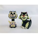 TWO LORNA BAILEY COLLECTIBLE CAT ORNAMENTS TO INCLUDE MUPPET H 12CM AND GROWLER H 12CM BEARING