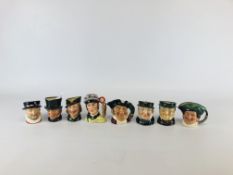 A GROUP OF 8 ROYAL DOULTON CHARACTER JUGS TO INCLUDE BEEFEATER D 6233 ROBIN HOOD MINE HOST D 6470,